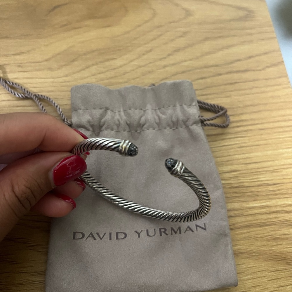 David Yurman Silver and Black Diamond Cable Cuff